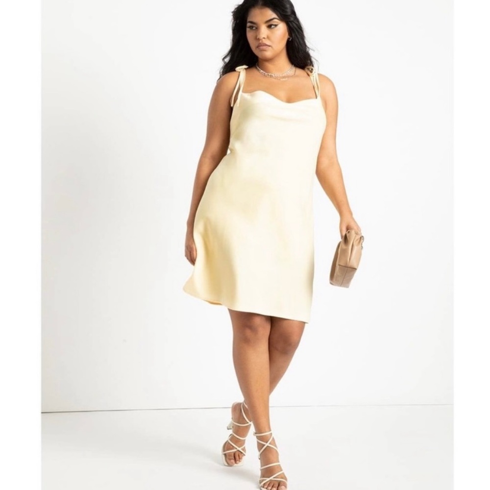 Yellow Cowl Neck Satin Dress - BRAND NEW w/tags